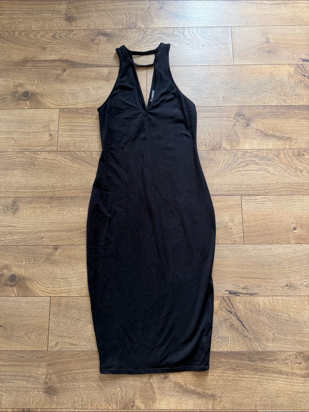 Express Black Sleeveless Midi Bodycon Dress